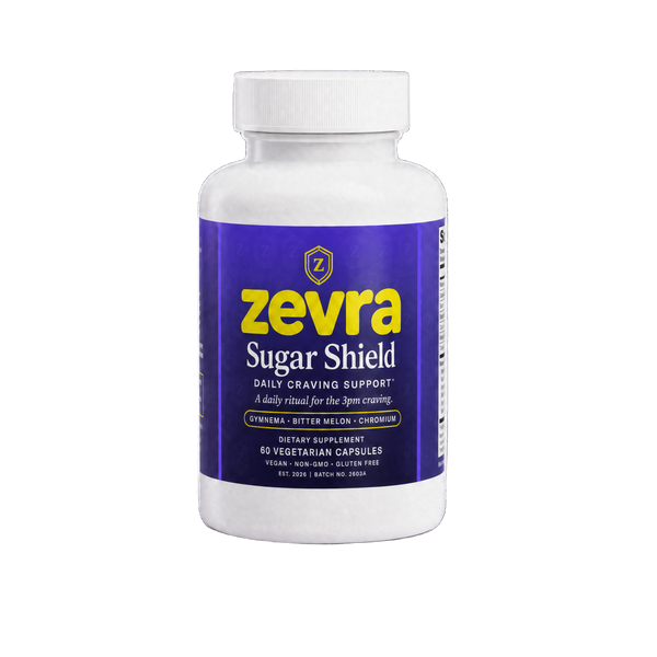 Zevra Sugar Shield bottle with capsules